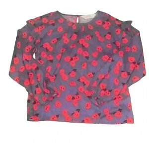 Compañía Fantástica Floral Blouse Top Size M Long Sleeve Ruffles